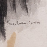 Jesús Martínez Carrión (1860-1906) - "Junio de 1895 Almanque" Watercolor Gouache Painting, c.1895