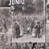 Jesús Martínez Carrión (1860-1906) - "Junio de 1895 Almanque" Watercolor Gouache Painting, c.1895