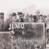 Jesús Martínez Carrión (1860-1906) - "Junio de 1895 Almanque" Watercolor Gouache Painting, c.1895