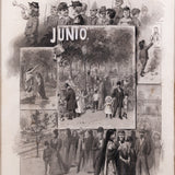 Jesús Martínez Carrión (1860-1906) - "Junio de 1895 Almanque" Watercolor Gouache Painting, c.1895