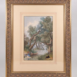 Jesús Martínez Carrión (1860-1906) - "Un Dia en Chapultepec (Abajo del Castillo)" Watercolor Gouache Painting, c.1899