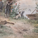 Jesús Martínez Carrión (1860-1906) - "Hombres Cazando Patos (Xochimilico)" Watercolor Gouache Painting, c.1899