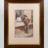 Jesús Martínez Carrión (1860-1906) - "Charro con Dama", Watercolor Painting, c.1900