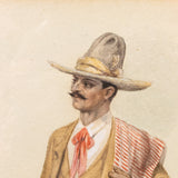 Jesús Martínez Carrión (1860-1906) - "Hombre con Serape", Watercolor Painting, c.1900