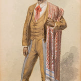 Jesús Martínez Carrión (1860-1906) - "Hombre con Serape", Watercolor Painting, c.1900