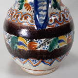 Antique Mexican Colorful Talavera Pitcher C.1850-1880