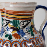 Antique Mexican Colorful Talavera Pitcher C.1850-1880
