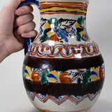 Antique Mexican Colorful Talavera Pitcher C.1850-1880