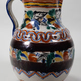 Antique Mexican Colorful Talavera Pitcher C.1850-1880