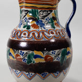 Antique Mexican Colorful Talavera Pitcher C.1850-1880
