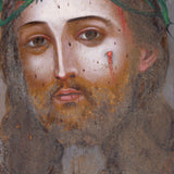 Antique Mexican "Veil of Veronica - El Divino Rostro" Retablo Painting, 9.5"H x 6.5"W, C.1900