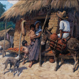 Joe Duncan Gleason (1881-1959, California) - "The Orange Market, Natlapa, Mexico" Painting, C.1939