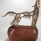 Pal Kepenyes - Signed Mid-Century Modern Brutalist Wolf/Coyote Brass Sculpture, C.1970s