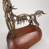 Pal Kepenyes - Signed Mid-Century Modern Brutalist Wolf/Coyote Brass Sculpture, C.1970s
