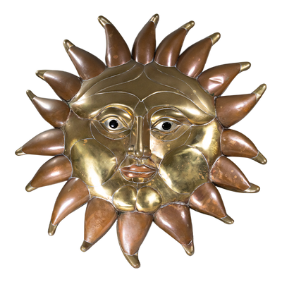 Sergio Bustamante (b.1949, Mexico) - Sun Hanging Wall Sculpture, Large 38" D., C.1970s