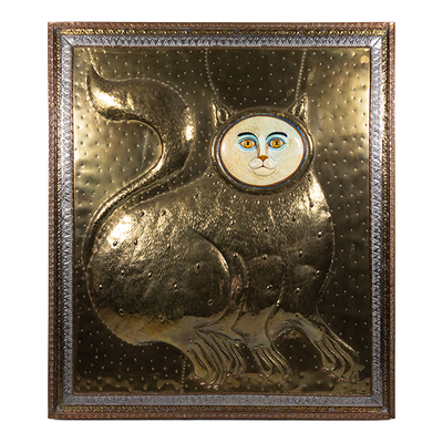 Sergio Bustamante - Important Multi-Material Golden Cat Wall Art, #8/100