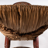 Antique Pair of Spanish Carved and Painted Slipper Chairs with Rush Seats