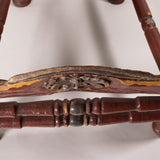 Antique Pair of Spanish Carved and Painted Slipper Chairs with Rush Seats
