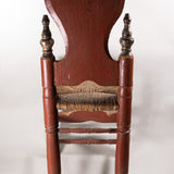 Antique Pair of Spanish Carved and Painted Slipper Chairs with Rush Seats