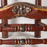 Antique Pair of Spanish Carved and Painted Slipper Chairs with Rush Seats