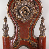 Antique Pair of Spanish Carved and Painted Slipper Chairs with Rush Seats