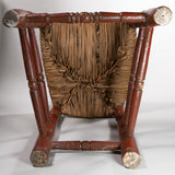 Antique Pair of Spanish Carved and Painted Slipper Chairs with Rush Seats