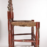 Antique Pair of Spanish Carved and Painted Slipper Chairs with Rush Seats