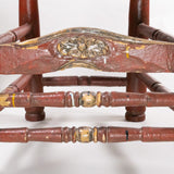 Antique Pair of Spanish Carved and Painted Slipper Chairs with Rush Seats