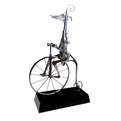 Mario Martin del Campo (b.1945, Guadalajara) - Surrealist Sterling Silver Sculpture, Penny-Farthing Bicycle
