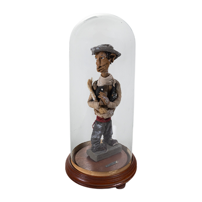 Luis Hidalgo (1901-1986) - "El Pato" Mexican Wax Figure with Glass Dome, Dated 1920