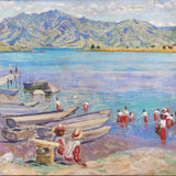 Humberto Garavito (1897-1970, Guatemala) - View of Lake Atitlan Oil Painting, C.1920-30s