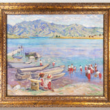 Humberto Garavito (1897-1970, Guatemala) - View of Lake Atitlan Oil Painting, C.1920-30s