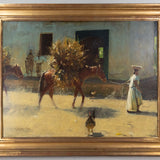 Gilbert Gaul (1855-1919) - Woman and Horse Hauling Hay Oil Painting