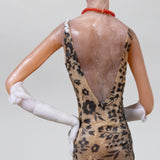 Luis Hidalgo (1901-1986) - "Dama con Collar Rojo" Mexican Wax Figure with Glass Dome, Dated 1930