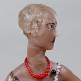 Luis Hidalgo (1901-1986) - "Dama con Collar Rojo" Mexican Wax Figure with Glass Dome, Dated 1930