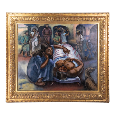 George Biddle (1885-1973) - "Shot By Bandits" Oil Painting