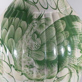c.1940's Large Tonala Resplendent Quetzal Birds and Floral Pottery Floor Vase