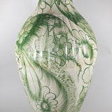 c.1940's Large Tonala Resplendent Quetzal Birds and Floral Pottery Floor Vase