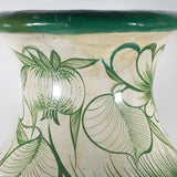 c.1940's Large Tonala Resplendent Quetzal Birds and Floral Pottery Floor Vase
