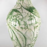 c.1940's Large Tonala Resplendent Quetzal Birds and Floral Pottery Floor Vase