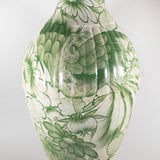 c.1940's Large Tonala Resplendent Quetzal Birds and Floral Pottery Floor Vase