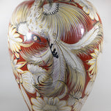 c. 1940 Large Tonala Birds of Paradise and Floral Pottery Floor Vase