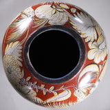 c. 1940 Large Tonala Birds of Paradise and Floral Pottery Floor Vase