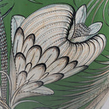 c. 1940 Large Tonala Green Birds of Paradise and Floral Pottery Floor Vase