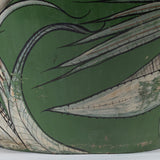 c. 1940 Large Tonala Green Birds of Paradise and Floral Pottery Floor Vase