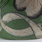 c. 1940 Large Tonala Green Birds of Paradise and Floral Pottery Floor Vase