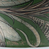 c. 1940 Large Tonala Green Birds of Paradise and Floral Pottery Floor Vase