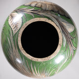 c. 1940 Large Tonala Green Birds of Paradise and Floral Pottery Floor Vase