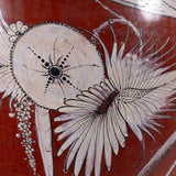 c.1930's Large Tonala Resplendant Quetzal Pottery Floor Vase - 34.75"H