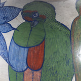 c.1940 Large Tonala Birds of Paradise and Floral Pottery Vase